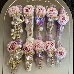 Elegant Pink and Purple Floral Hair Clips